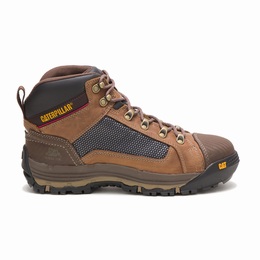 Caterpillar Convex Mid Cut Steel Toe Work Férfi Vízálló Cipő Sötét Bézs, HU-T064